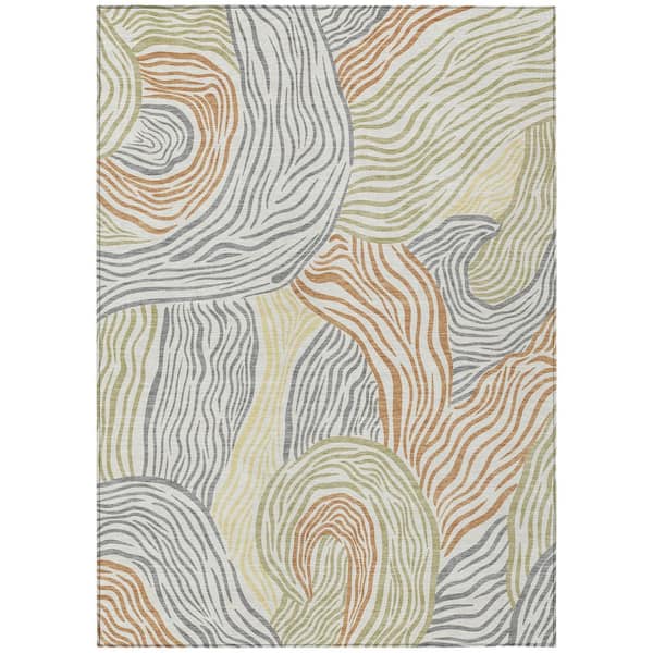 Chantille Machine Washable Indoor/Outdoor Abstract ACN2603 Linen 8 ft. x 10 ft. Area Rug
