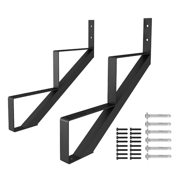 Afoxsos 1.67 ft. Pressure-Treated Unfinished Metal 2-Steps Stringer 2-Pack Black Load Capacity 500 lbs. Stair Riser