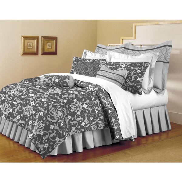 Home Dynamix Classic Trends Gray 5-Piece Full/Queen Comforter Set
