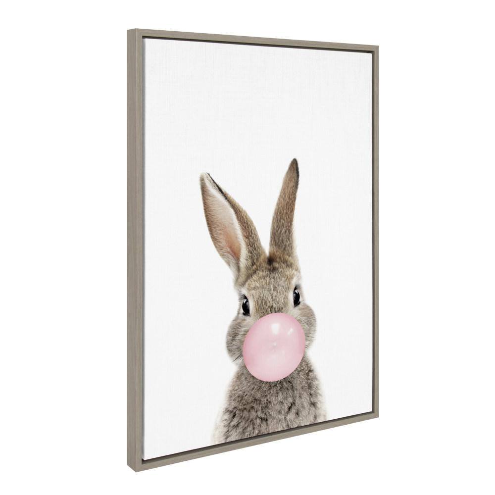 Bubblegum Bunny Gray and Pink Canvas Wall Art for Kids