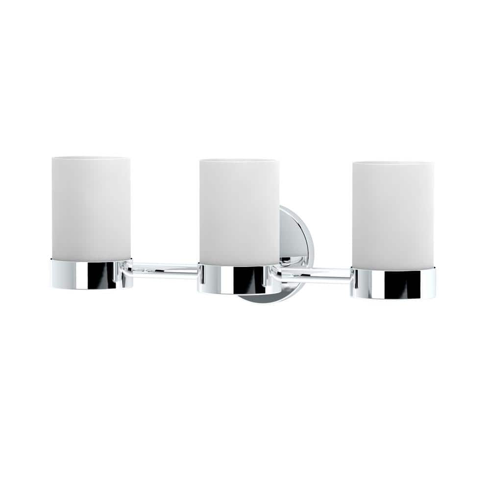 Chrome 3-Light Vanity Fixture with Frosted Glass Shades