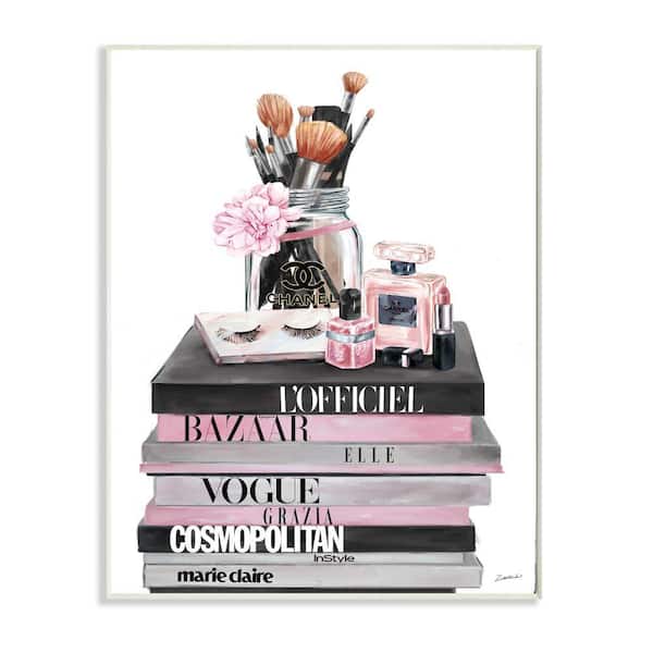 "Fashion Accessories Glam Magazine Book Stack" by Ziwei Li Unframed Abstract Wood Wall Art Print 10 in. x 15 in.