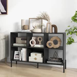 31.5 in. Tall Black Wood 6 Cube Storage Shelf Organizer Bookcase Square Cubby Cabinet Bedroom