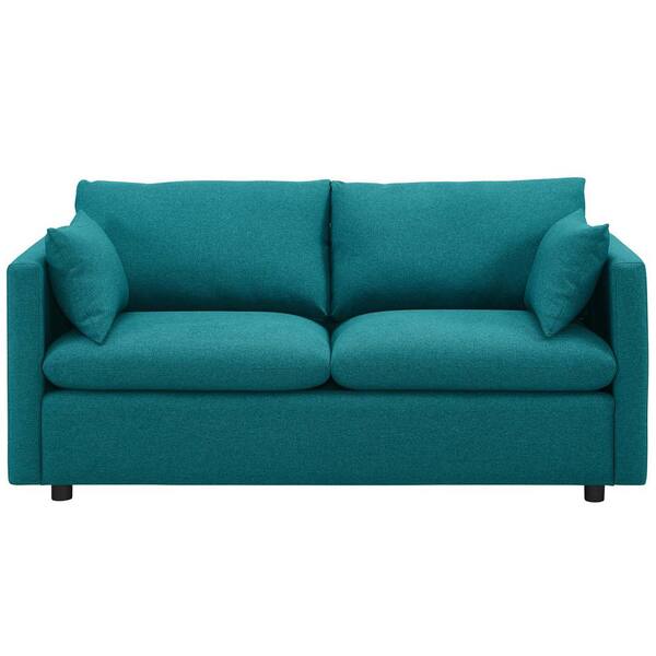 MODWAY Activate 70 in. Teal Polyester 3-Seater Tuxedo Sofa with Square Arms