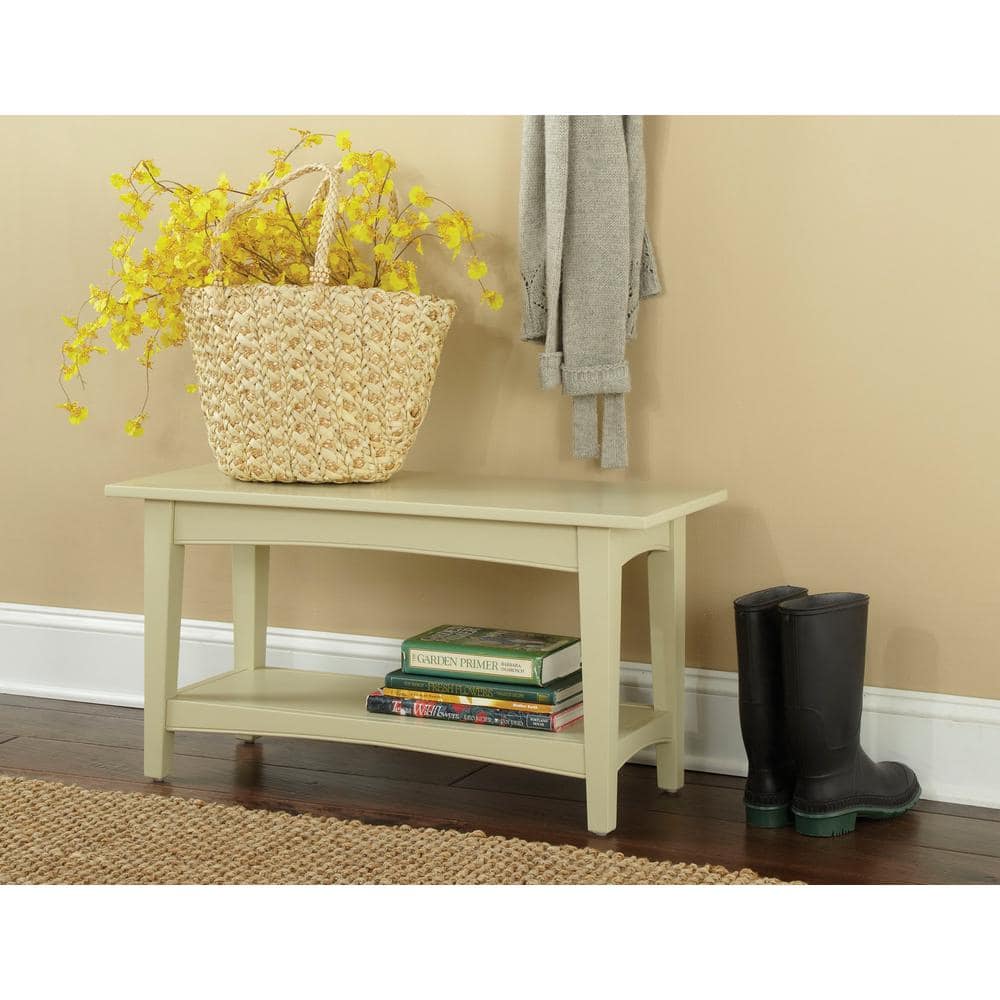 Sand Shaker Cottage Bench with Storage Shelf