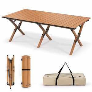 47 in. x 23 in. Folding Aluminum Picnic Table Roll-Up Camping Table with Carry Bag Portable Low Height Beach Table