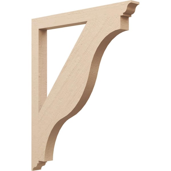 Ekena Millwork 3.5 in. x 48 in. x 40 in. Funston Traditional Rough Cedar Woodgrain Timberthane Polyurethane Bracket, Primed Tan