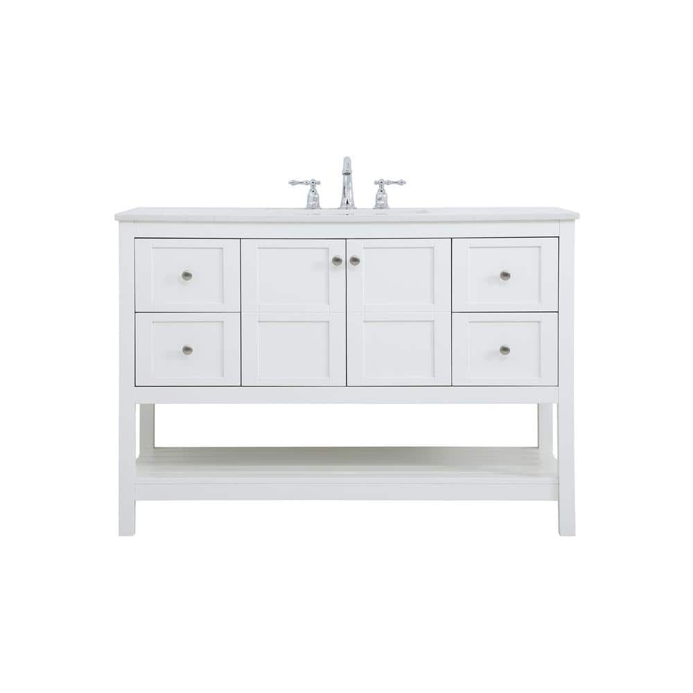 Timeless Home 48 in. W x 22 in. D x 34 in. H Single Bathroom Vanity in Whit