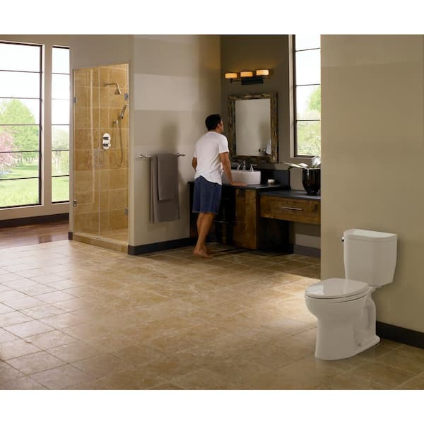 Entrada 12 in. Rough In Two-Piece 1.28 GPF Single Flush Round Toilet in Cotton White, Seat Not Included