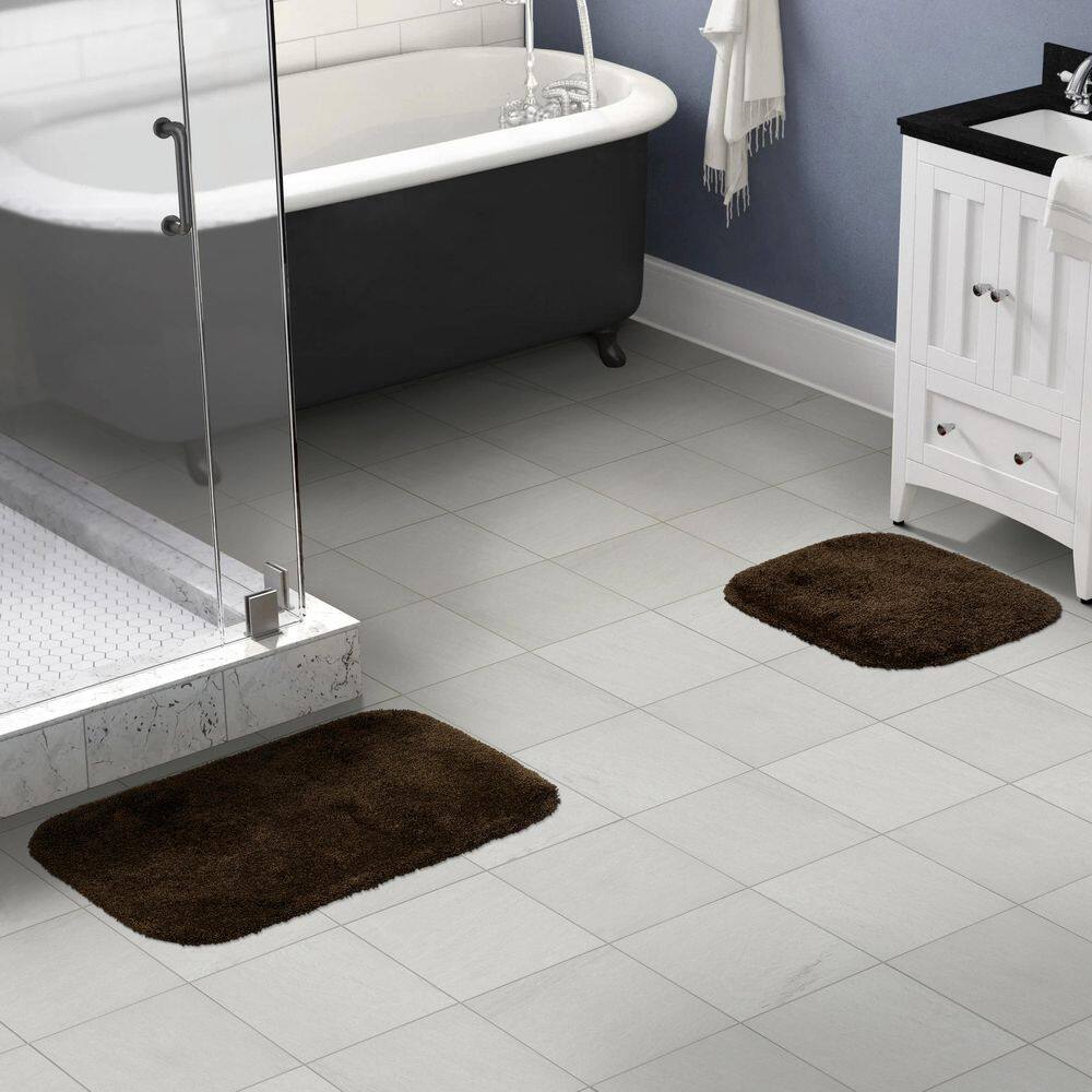 Finest Luxury Chocolate Ultra Plush Washable 2-Piece Bath Rug Set