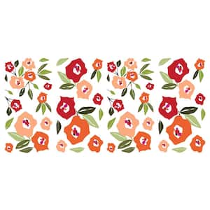 Red and Orange and Green Jane Dixon Floral Wall Decals