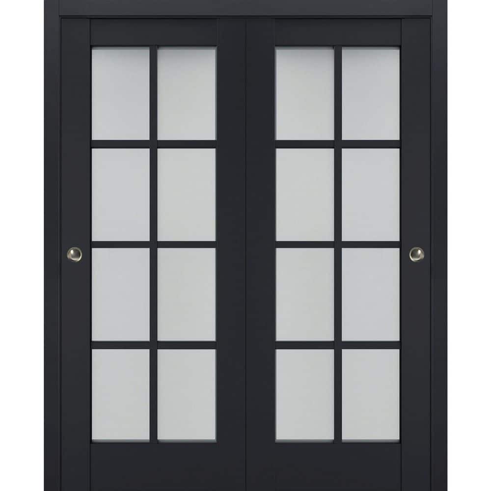Assembly Required 48 in. x 96 in. 2 Panel Antracite Finished Solid Wood Sliding Door with Hardware price history on PriceWatchPro