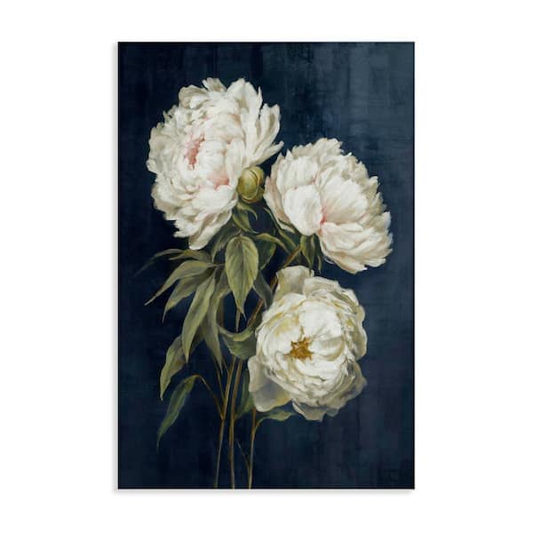 White Blossoms on Blue by Alex Black Unframed Nature Graphic Art Print 45 in. x 30 in.