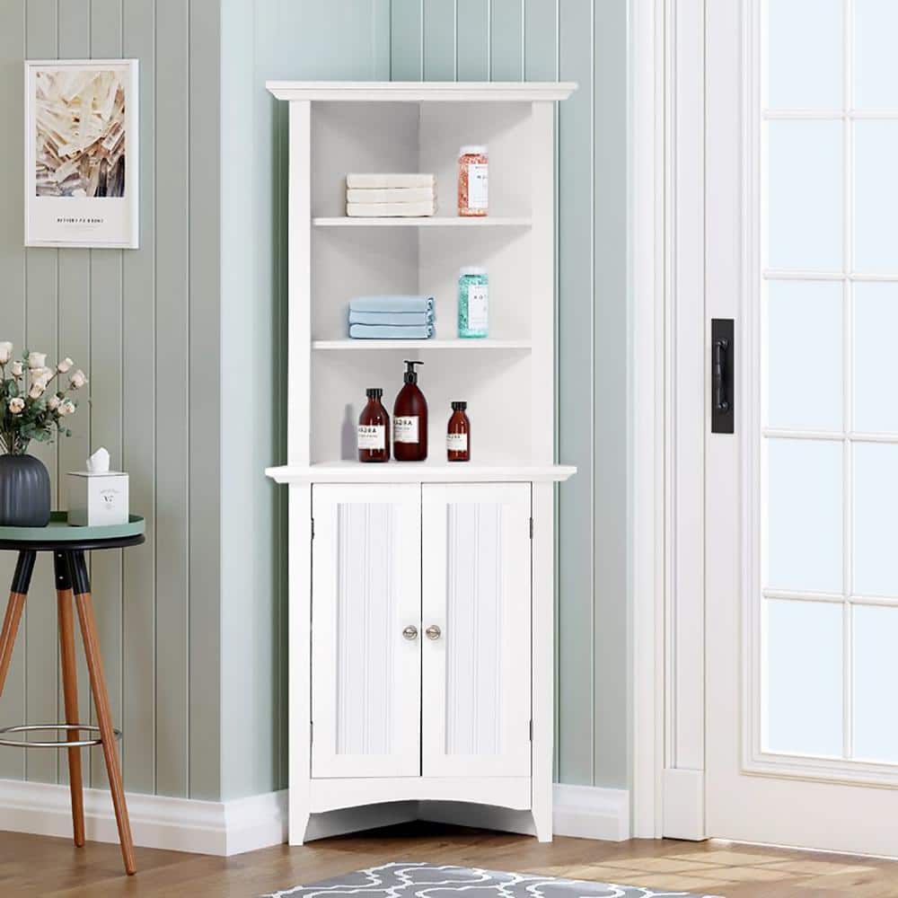 Classic White 63.75'' Raised Panel Corner Kitchen Pantry