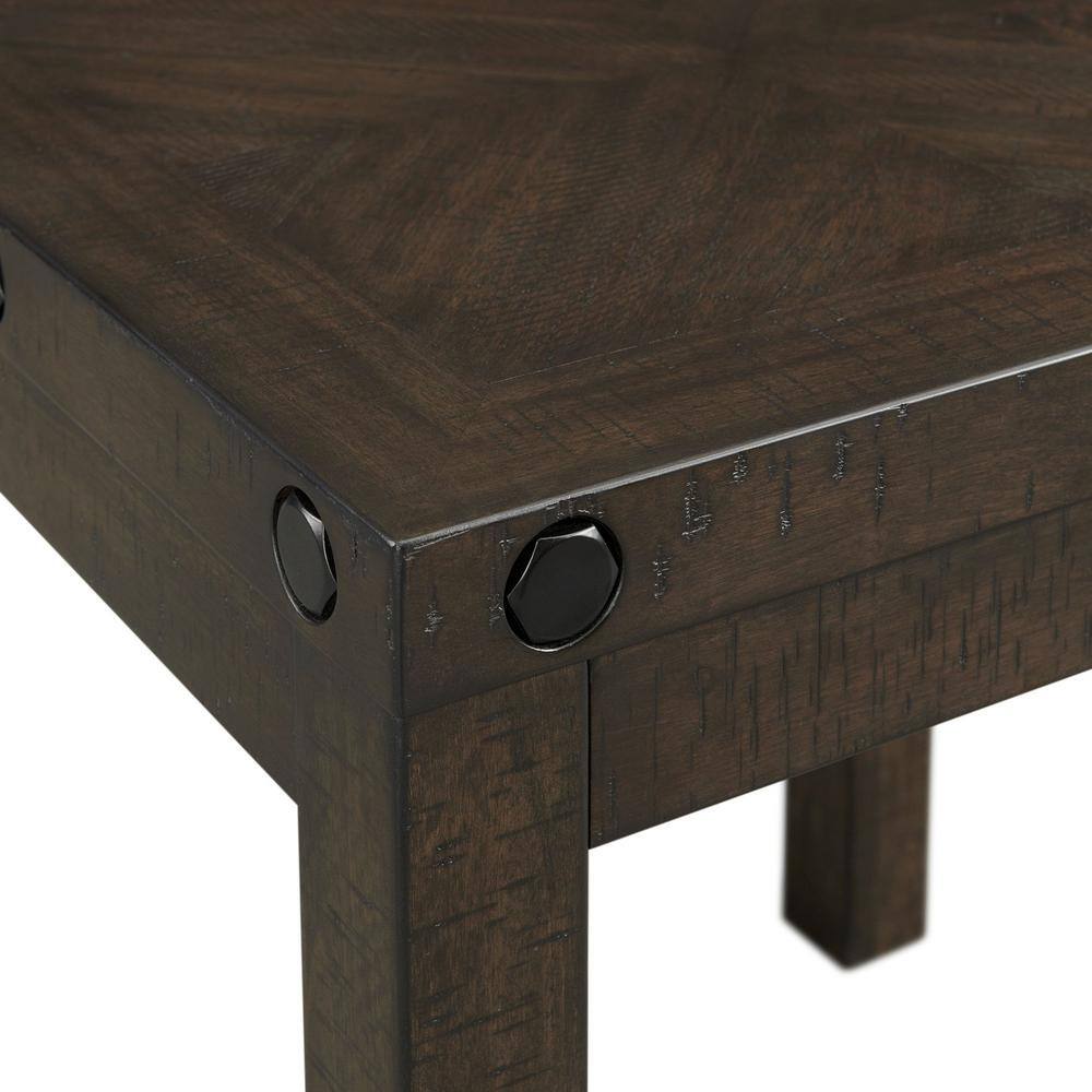 24" Gray Acacia Wood Square End Table with USB Port