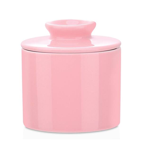 Lovecasa Butter Crock 12 8 Oz Pink Porcelain French Butter Dish With Lid For Soft Butter Condiment Servers Lc 005 The Home Depot