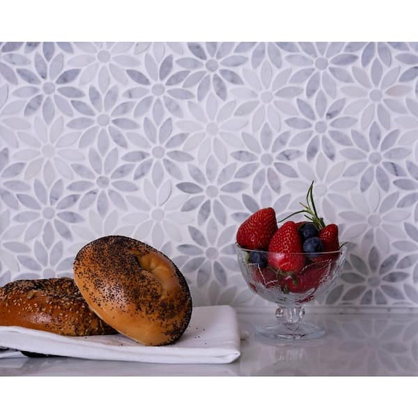 Apollo Tile Athens White 11-in x 12-in Polished Natural Stone Marble Mixed Pattern Marble Look Floor and Wall Tile (4.46-sq. ft/ Carton)