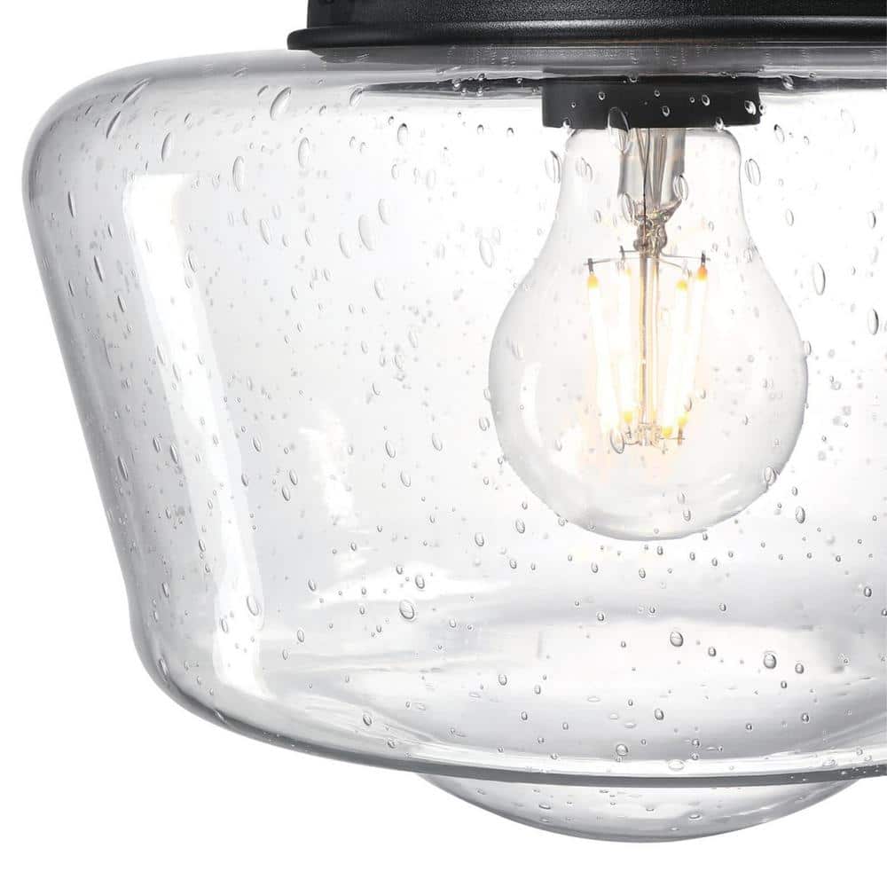 Black and Clear Glass Semi-Flush Mount Ceiling Light