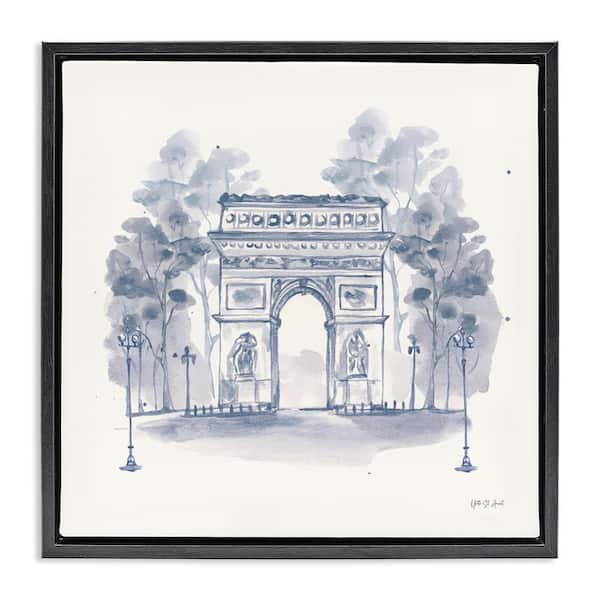 Stupell Industries Arc de Triomphe Sketch by Yvette St. Amant Black Floater Frame Architecture Graphic Art Print 18 in. x 18 in.