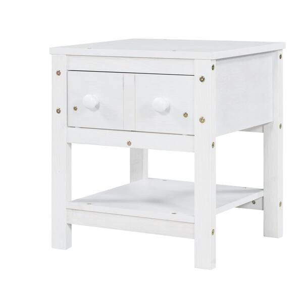 white bedside table one drawer