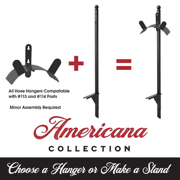 125 ft. Americana Black Steel Customizable Hose Stand Garden Hose Reel