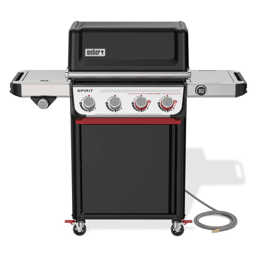 Spirit EP-435 4-Burner Natural Gas Grill in Black with Sear Zone and Side Burner