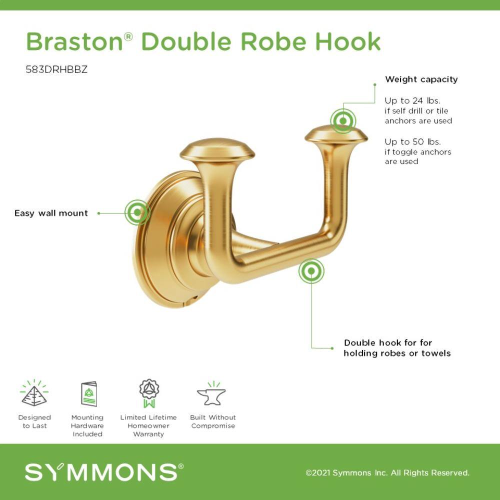 Braston Wall Mounted Double Robe and Towel Hook