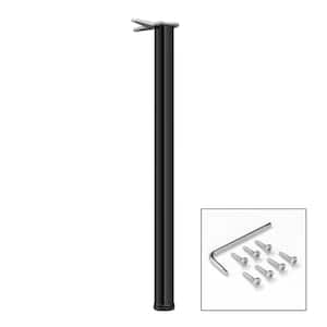 34 1/4 in. (870 mm) Black Metal Round Table Leg with Leveling Glide