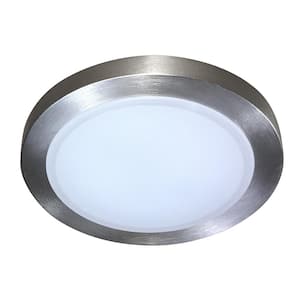 Lendieyl 9 in. 25-Watt Nickel Integrated LED Flush Mount with Frosted Glass Brown Shade