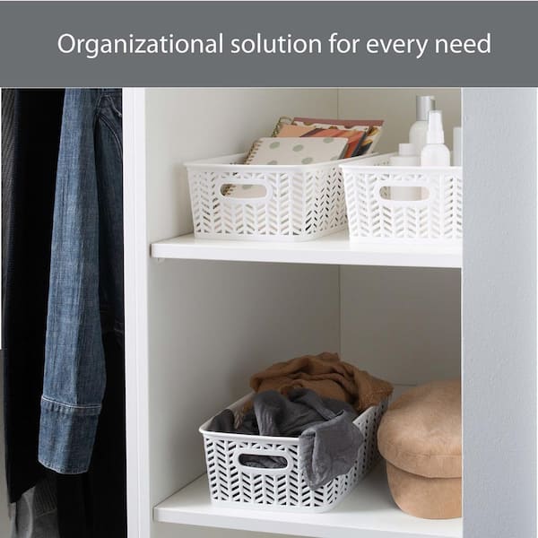 Simplify Small Herringbone Storage Bin White