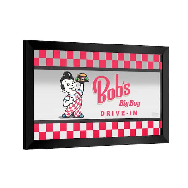 Unbranded Bob's Big Boy Checkered 26 in. W x 15 in. H Wood Black Framed Mirror