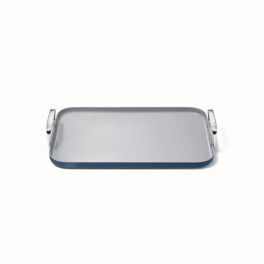 Navy Ceramic Nonstick Double Burner Griddle with Stainless Steel Handles