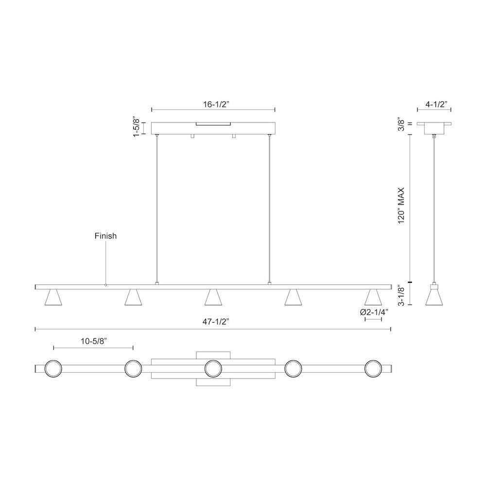Elegante 47'' Brushed Nickel LED Kitchen Island Linear Pendant