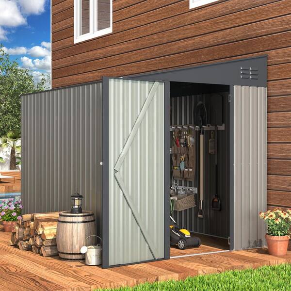 Zeus & Ruta 8 ft. W x 6 ft. D Metal Storage Shed with 1-Door for