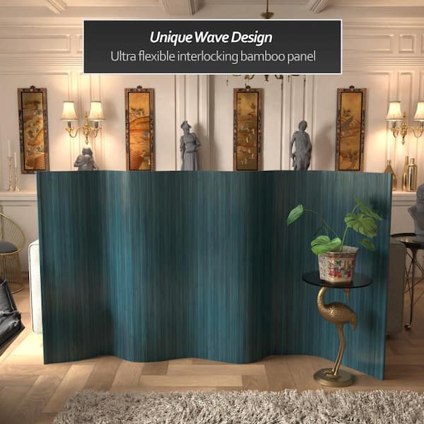 Red Lantern 4 ft. Short Bamboo Wave Screen - Indigo Blue BF-4WAVE