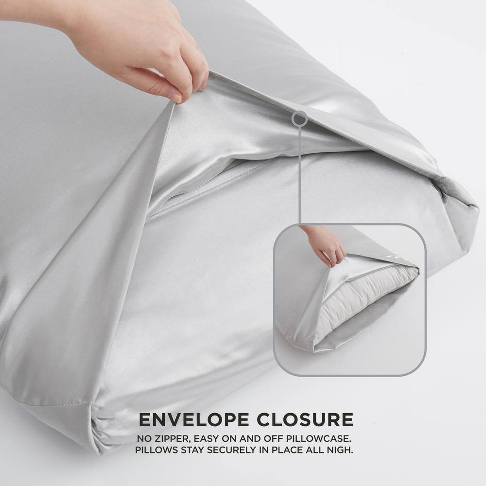 Twin XL Smoke Gray Satin Deep Pocket Sheet Set