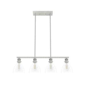 Van Nuys 4-Light Brushed Nickel Island Linear Chandelier for Kitchen Island with No Bulbs Included