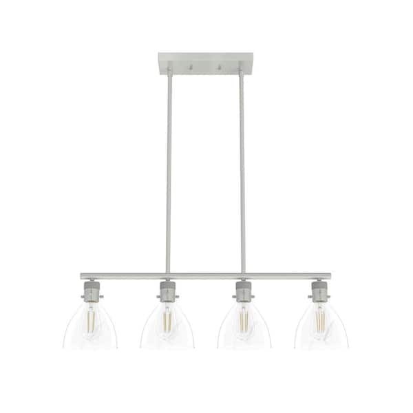 Van Nuys 4-Light Brushed Nickel Island Linear Chandelier for Kitchen Island with No Bulbs Included