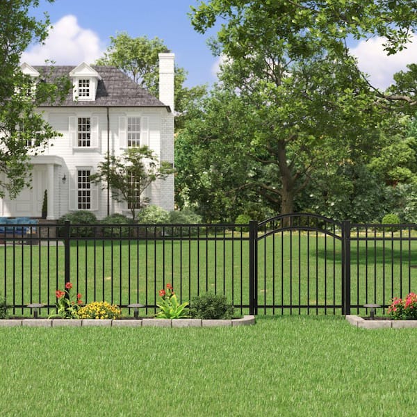 Natural Reflections 4 ft. x 8 ft. Black Aluminum Heavy-Duty Fence Panel