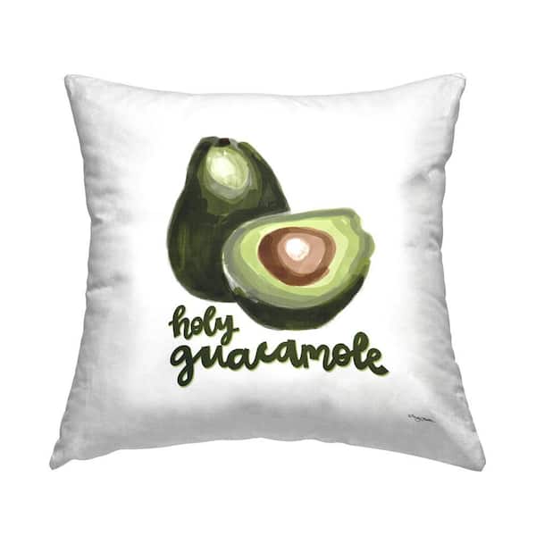 Stupell Industries Funny Holy Guacamole Green Print Polyester 18 in. x 18 in. Throw Pillow