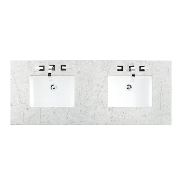 James Martin Vanities 60 in. W x 23.5 in. D Double Basin Vanity Top in Eternal Jasmine Pearl Silestone Quartz with White Basin