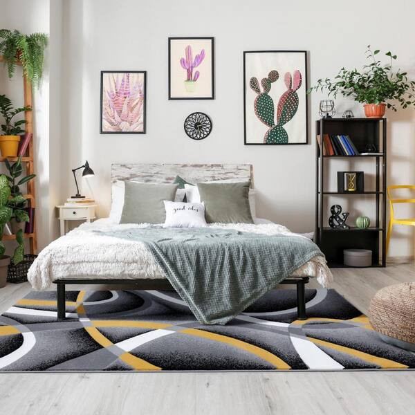 Luxe Weavers Purple Modern Abstract Area Rug 4x5 Geometric Living Room  Carpet 