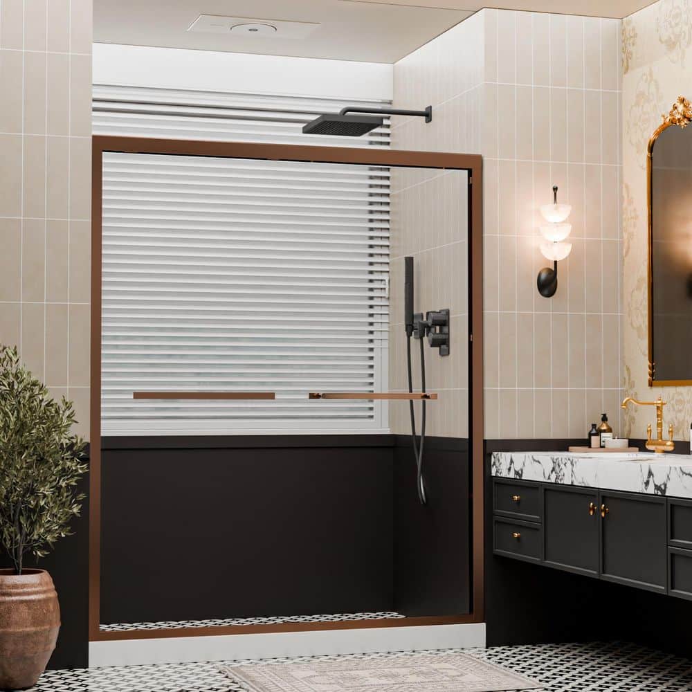 56 in. - 60 in. W x 72 in. H Double Sliding Framed Shower Door in Oil Rubbed Bronze with Tinted Glass price history on PriceWatchPro