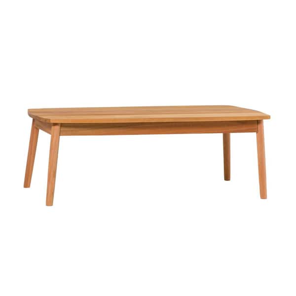 Zeus & Ruta 46 in. W x 22 in. D x 12.25 in. H Natural Brown Contemporary Eucalyptus Wood Patio Coffee Table for Porch Balcony
