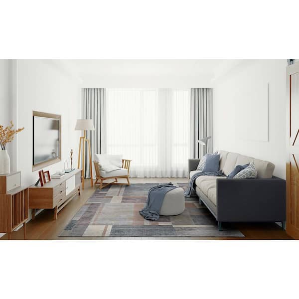 Easton Gambit Blocks Stone-Multi 9 ft. x 12 ft. Abstract Indoor Area Rug