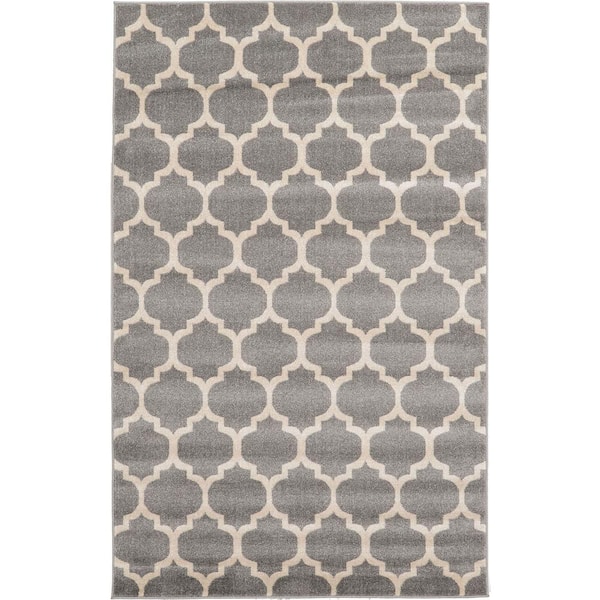 Unique Loom Trellis Philadelphia Gray/Beige 5' 0 x 8' 0 Area Rug