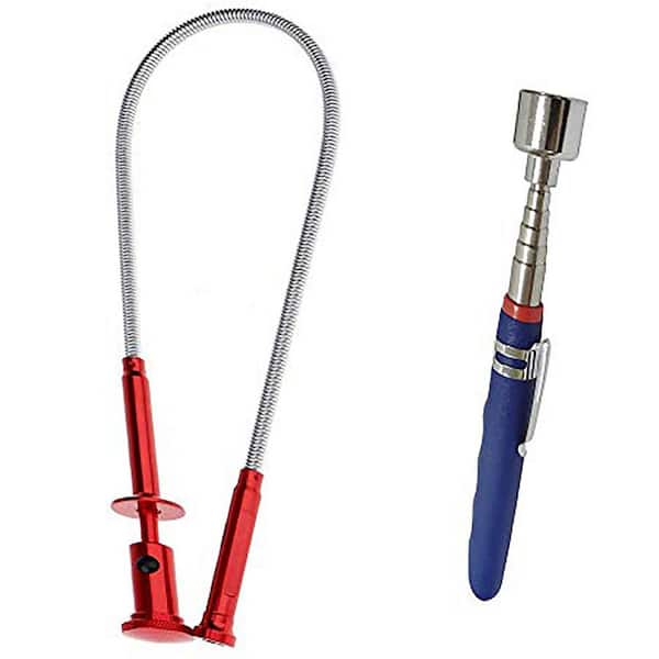 20 in. to 30 in. Telescoping Magnetic Pickup Tool with LED Light Claw Grabber and Flexible Extension 2-Pack