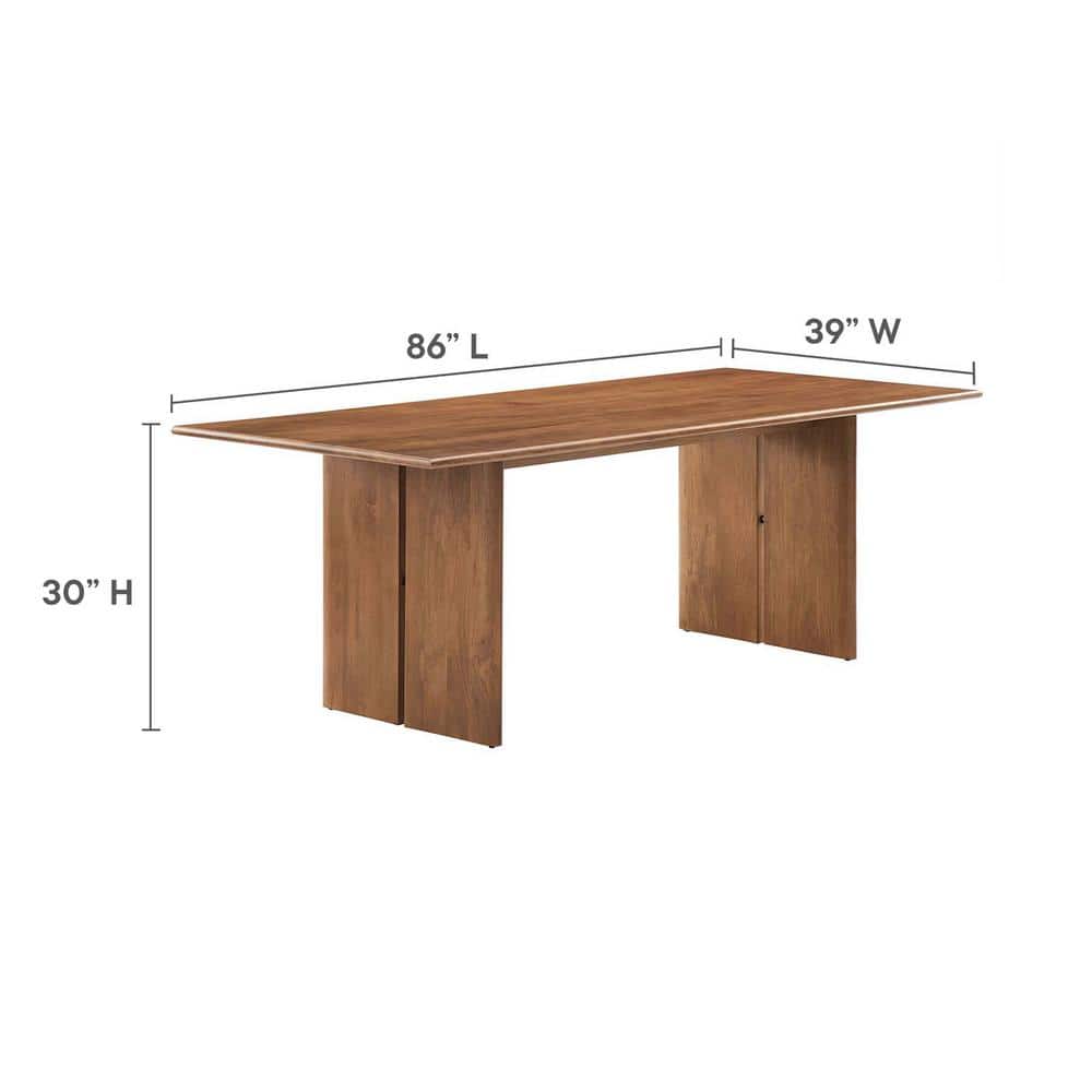 Amistad 86" Walnut Solid Wood Farmhouse Dining Table