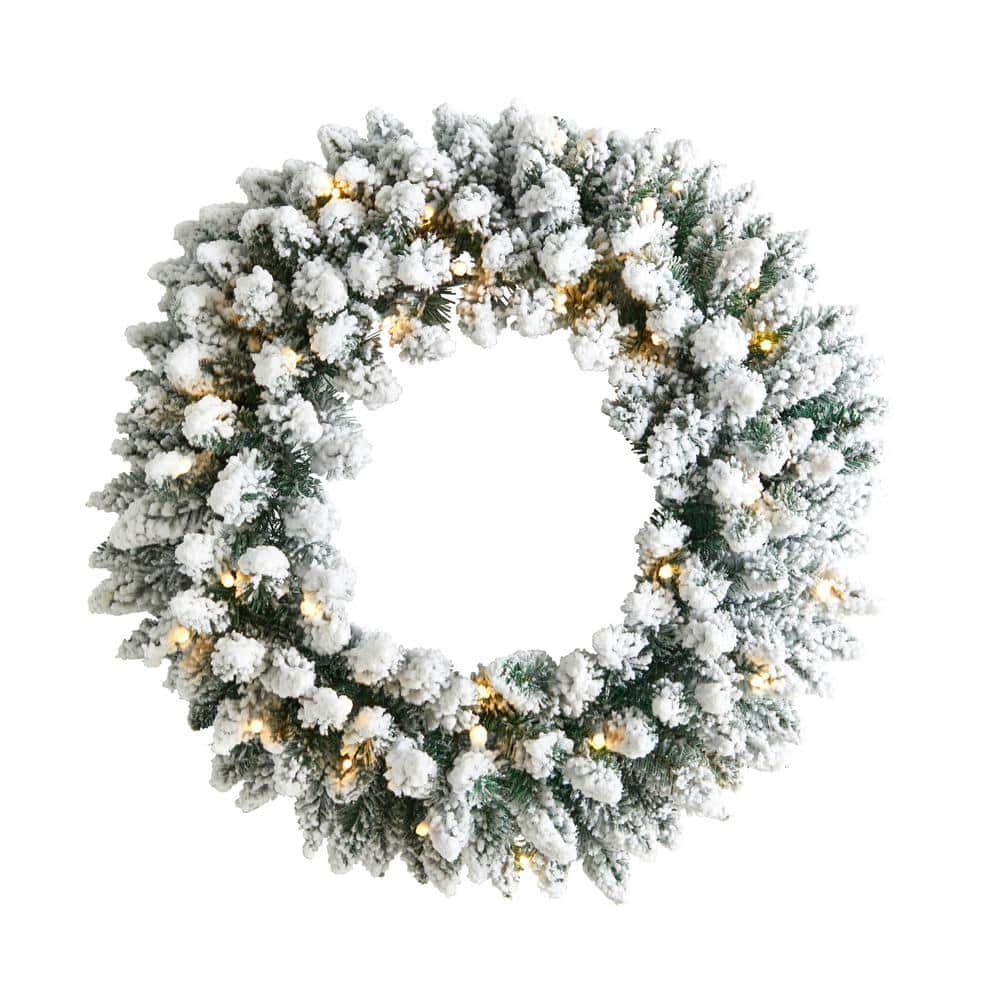 24 in. Prelit LED Flocked Artificial Christmas Wreath with 160 Bendable Branches and 35 Warm White LED Lights price history on PriceWatchPro
