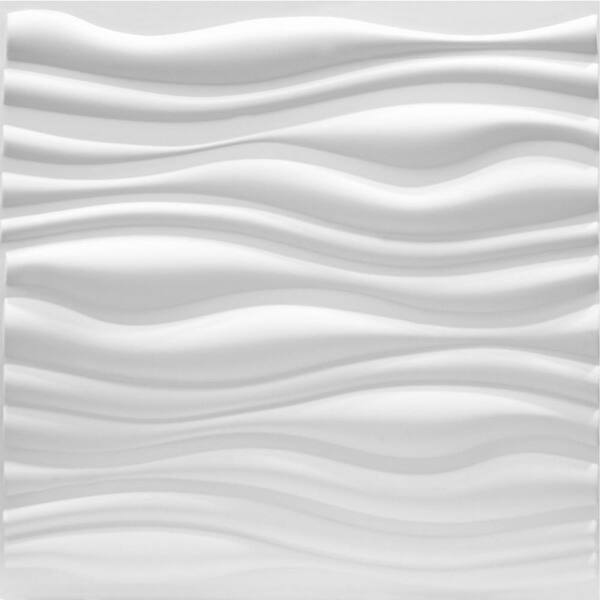 LuxorWare 19.7 in. x 1 in. x 19.7 in. White PVC Fiber 3D Wall Panels (12-Pack)